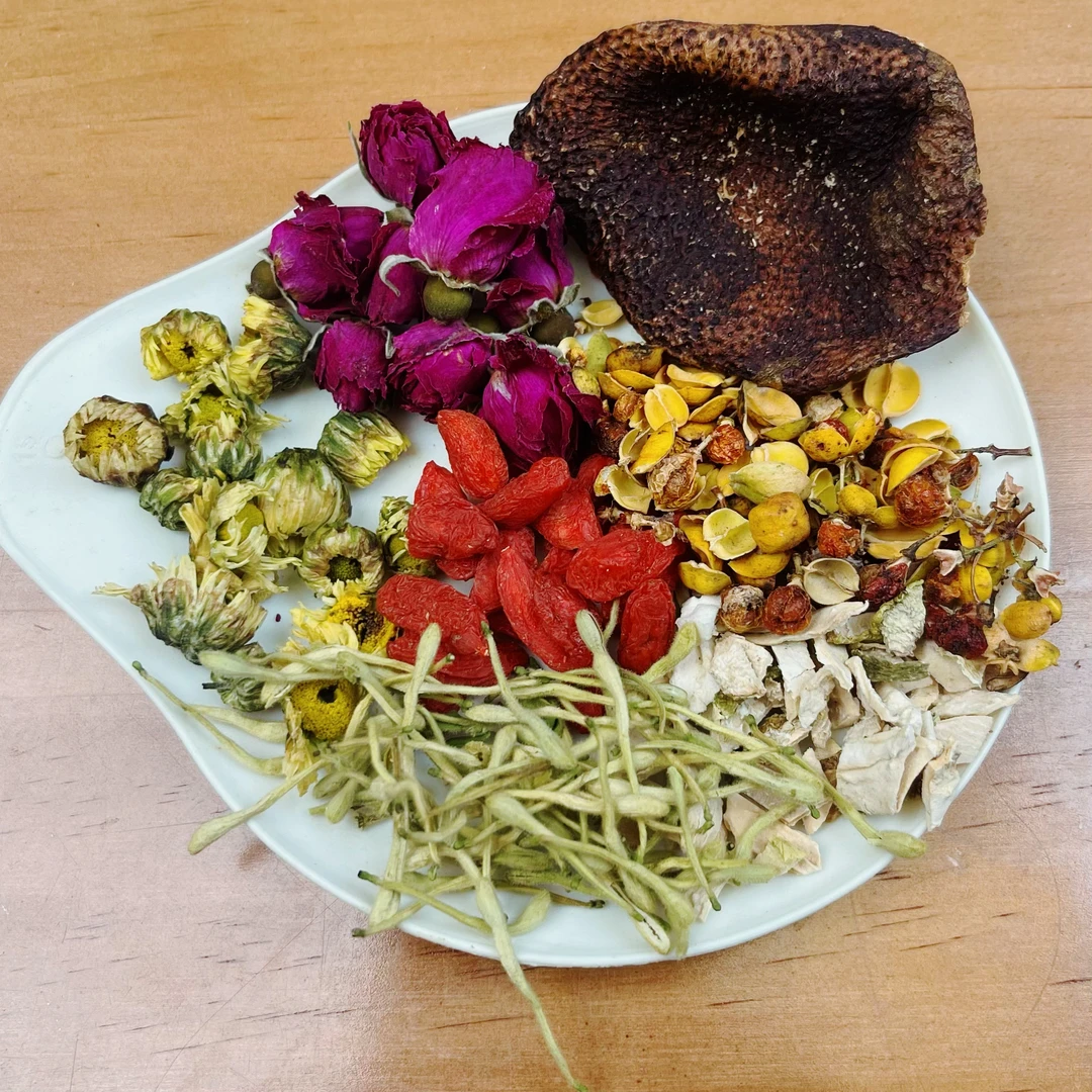 （娇佳康）疏肝，茶闷气怒火口苦眼干，老陈皮玫瑰佛手菊花金银花合欢