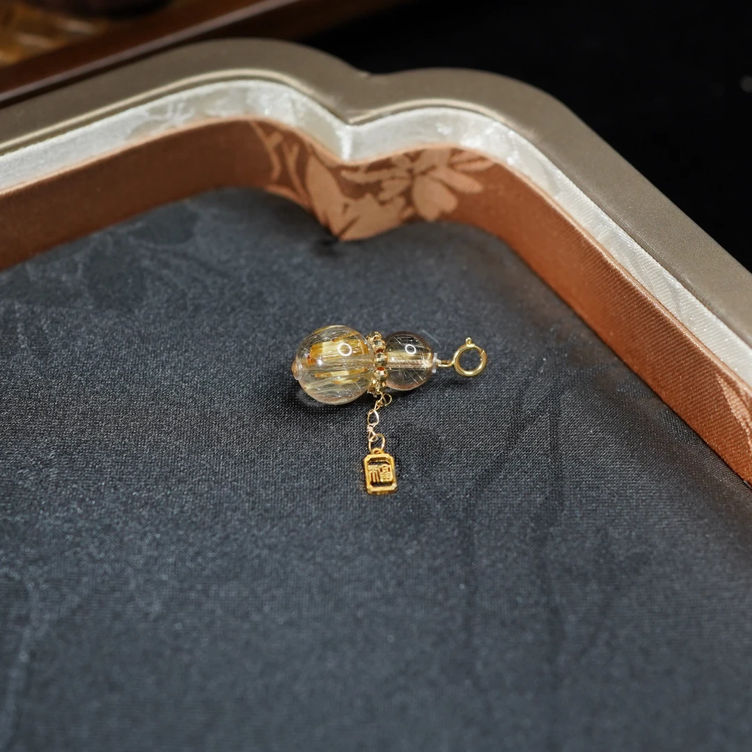 【芙彩】水晶钛晶*吊坠*18k金镶嵌