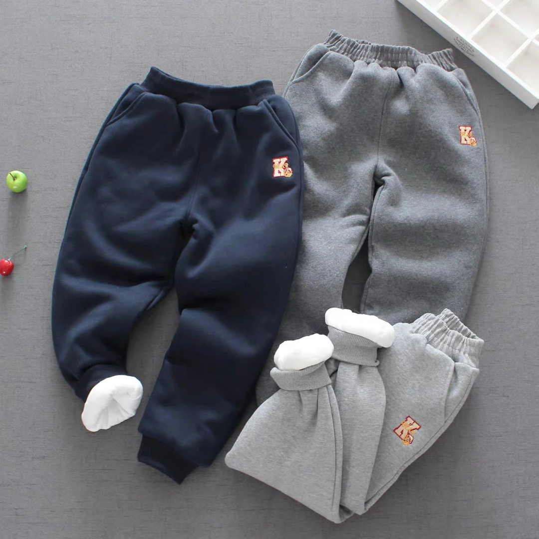 儿童冬季棉裤男女童防风三层加绒加棉卫裤男女宝一条过冬夹棉棉裤