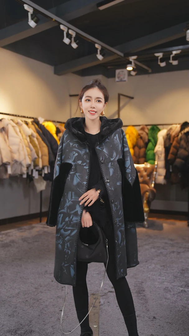 YJ【邢邢推荐】新款时尚皮毛一体外套20797