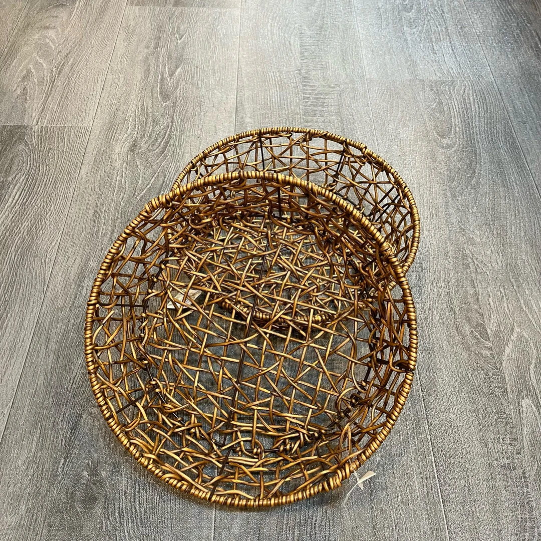 HR18（捡漏）拍一发二圆形棕色镂空收纳篮纯手工编织