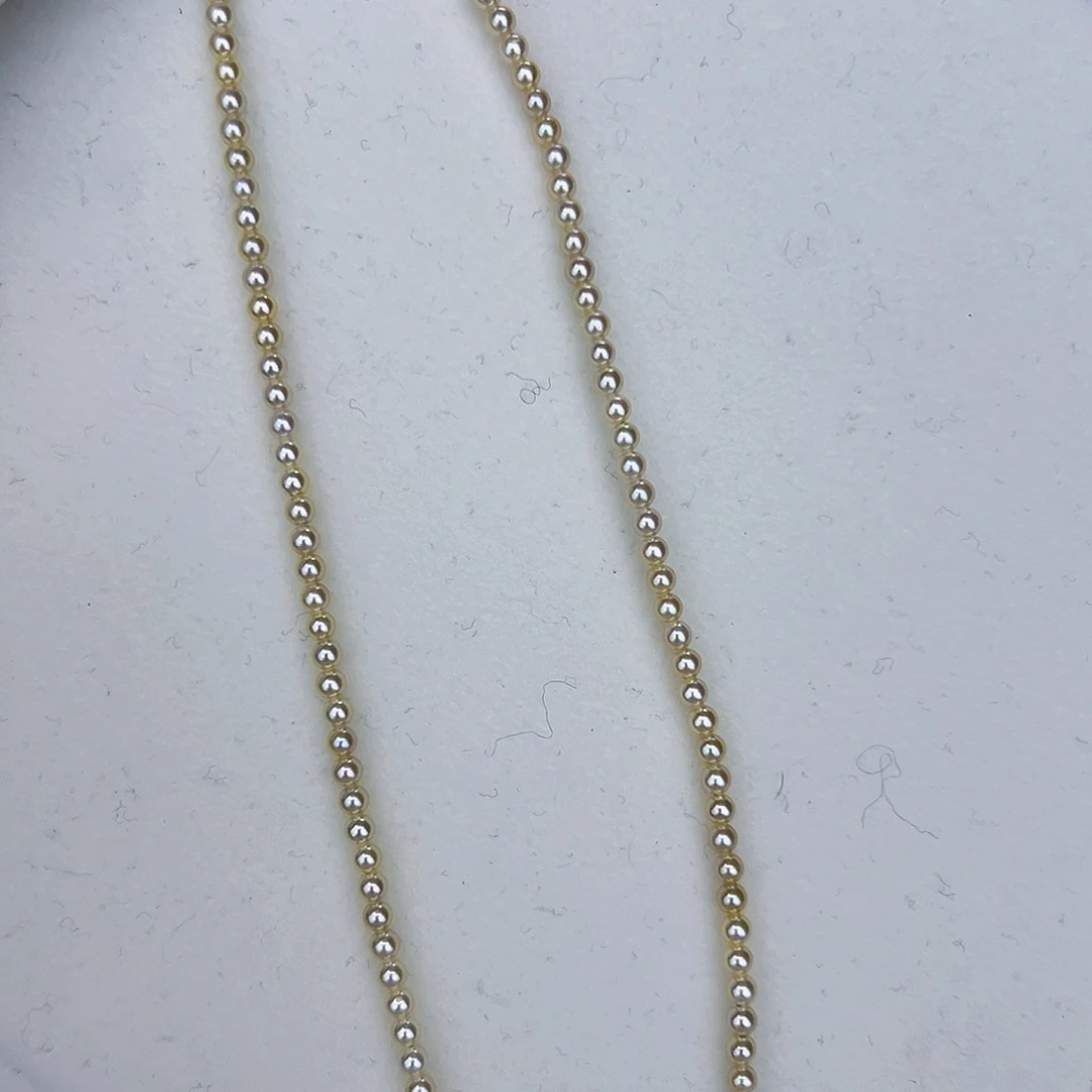 海水珍珠海水akoya羽皇金满珠链3-4mm未镶嵌