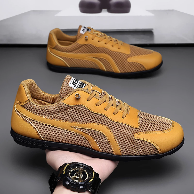 阿甘男鞋夏季透气网面一脚蹬豆豆鞋软底轻便休闲运动男士上班潮鞋