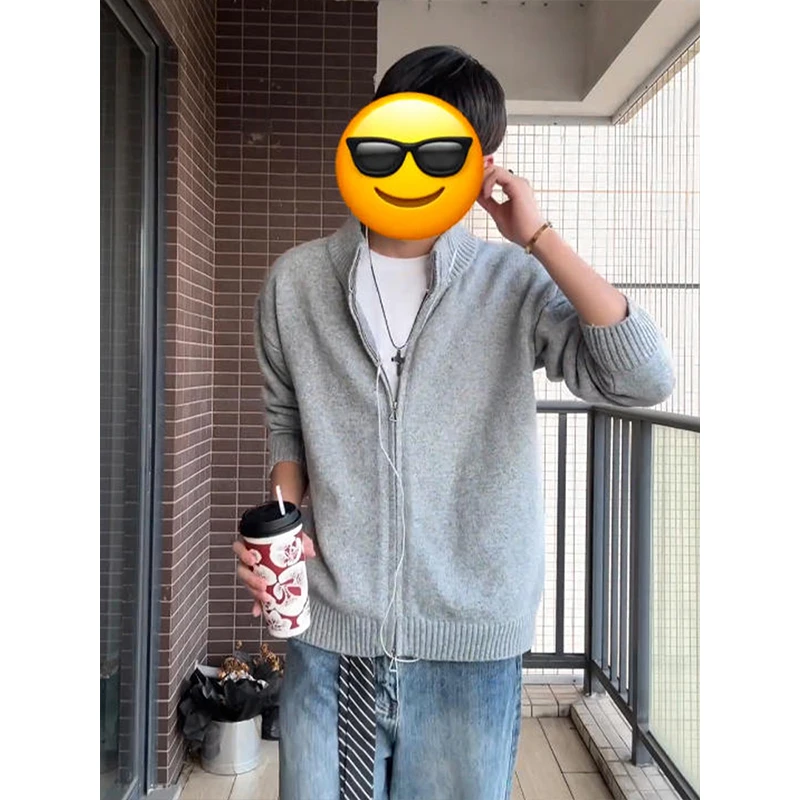 王安宇RIMO美式开衫毛衣男款冬季慵懒风高级感外套cleanfit针织衫