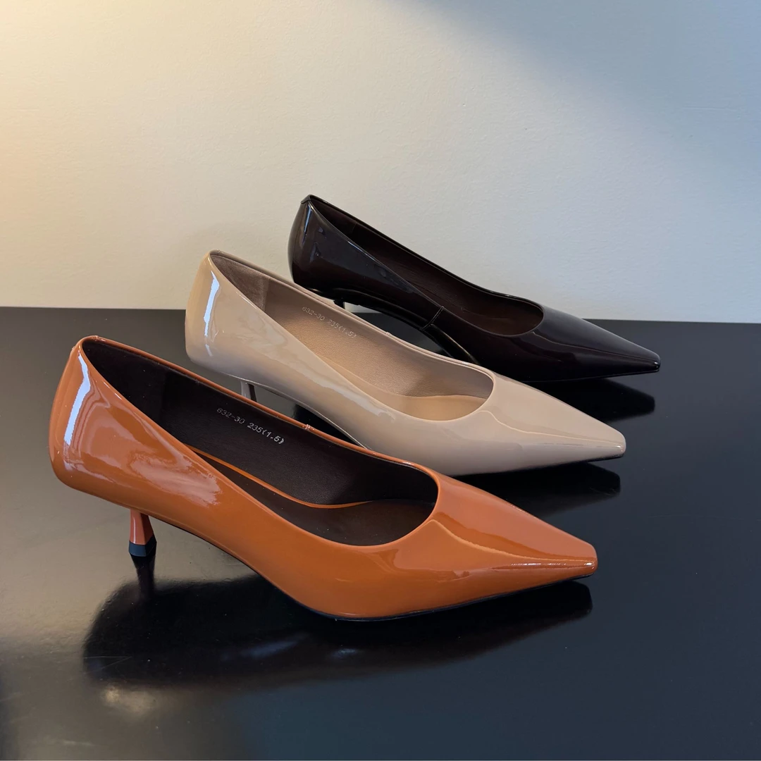 DXCW25070【3.5公分】气质百搭细跟浅口漆皮跟鞋