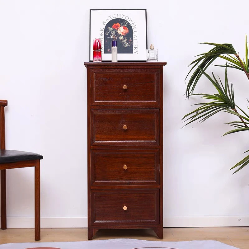 卧室床头柜胡桃色五斗柜客厅家用窄边柜夹缝储物柜立柜美式斗柜50