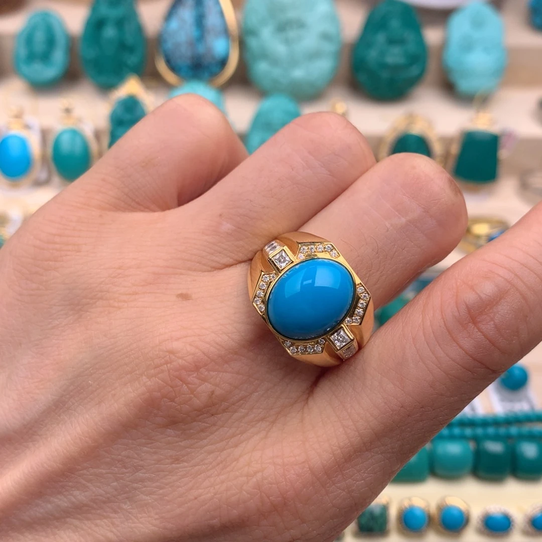 18K金镶嵌绿松石珠宝奇石