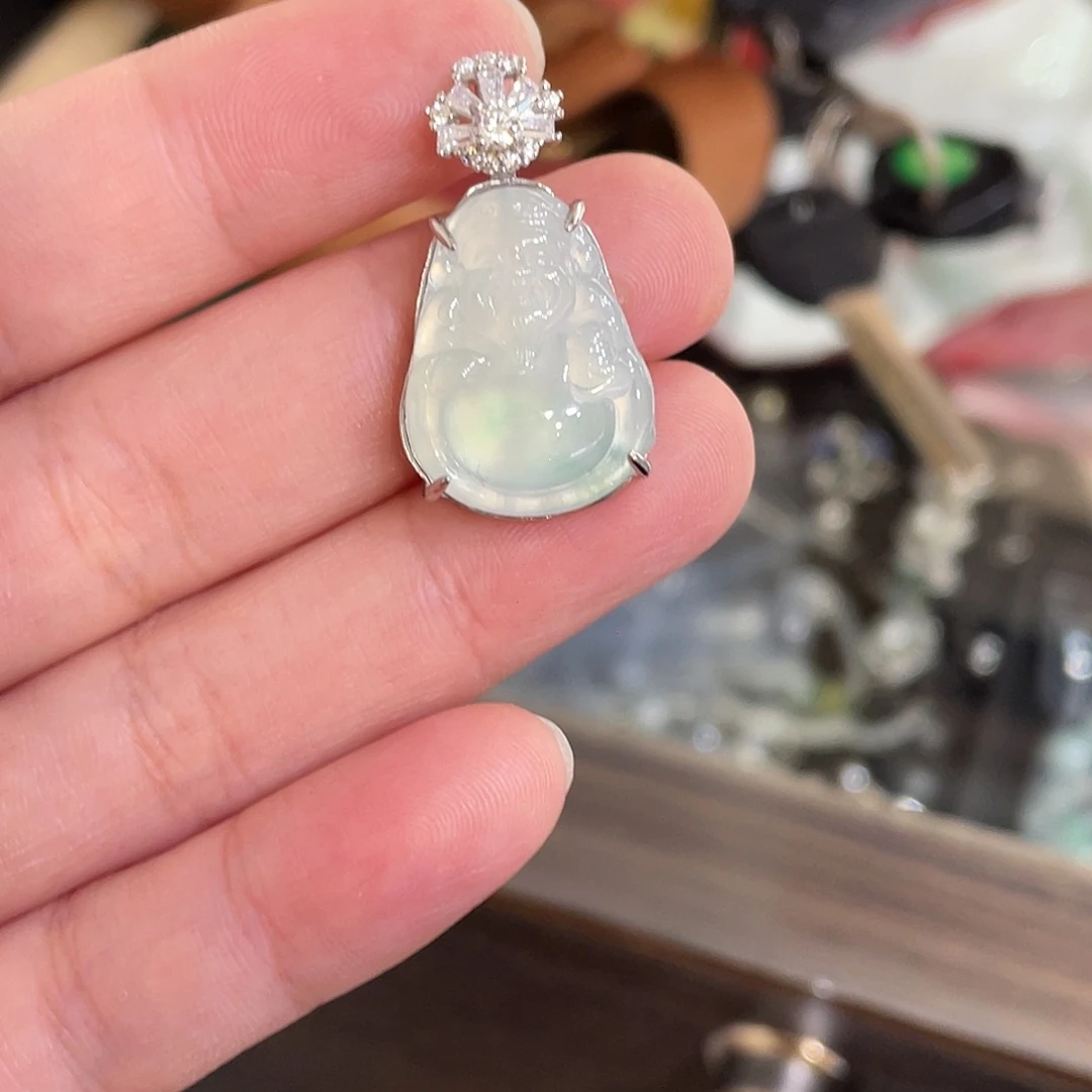 翡翠银S925镶嵌吊坠(不含链)