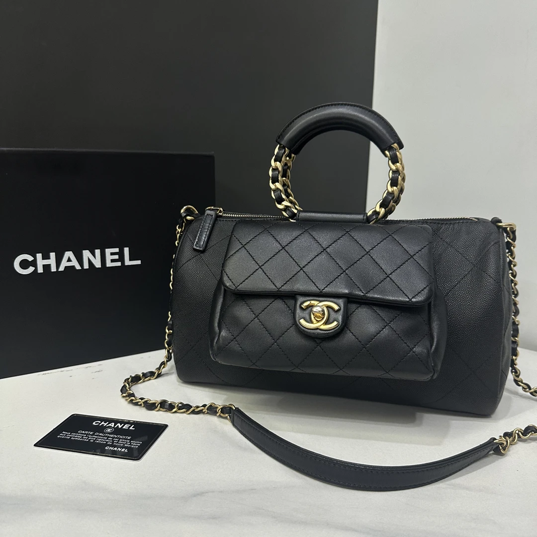 95新 Chanel/香奈儿 圆环手柄波士顿包29开卡29cm/0085091603