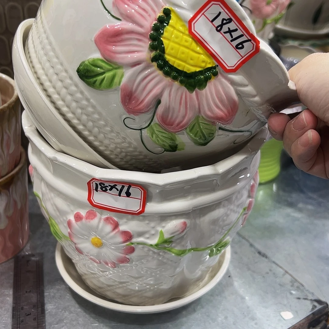 外贸尾单陶瓷花盆凑10米包邮