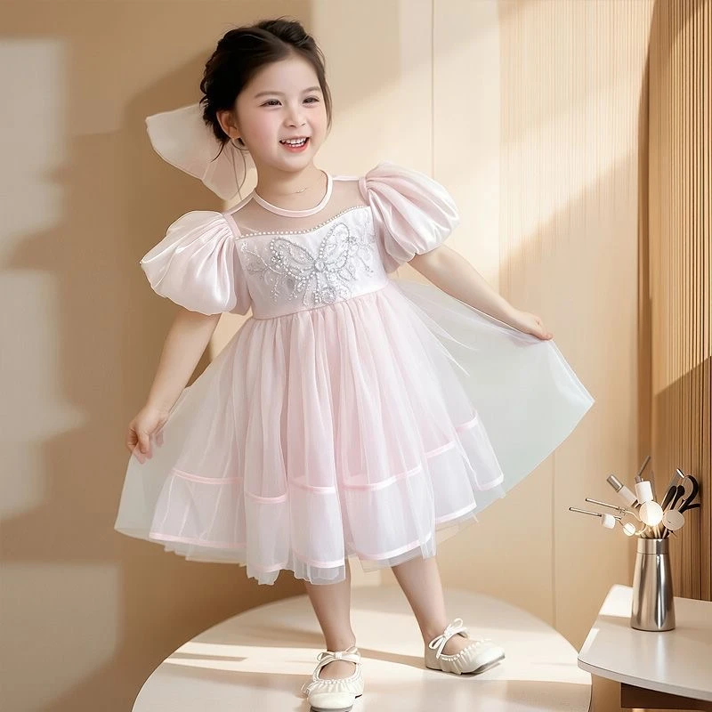 裙子公主裙夏季大童洋气演出服女童蓬蓬裙秋冬连衣裙夏装宝宝儿童