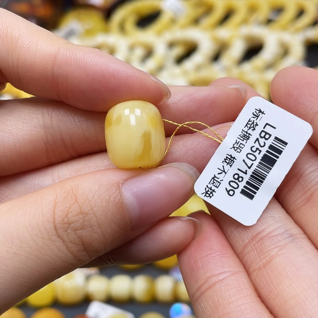 未镶嵌蜜蜡裸石沁色桶珠12.9✖️14.4mm金沙