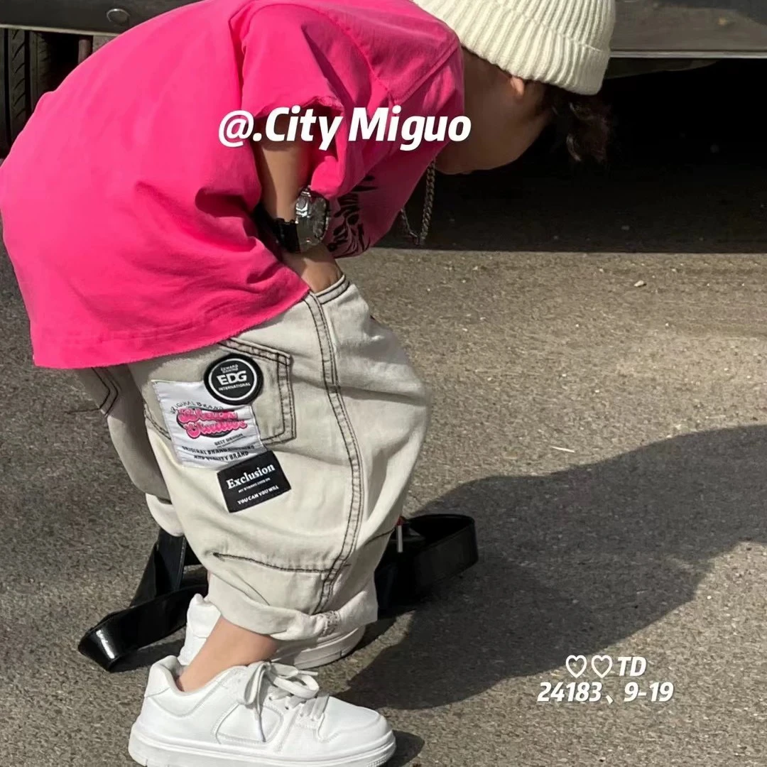 1403男童牛仔中裤夏季新款休闲弹力牛仔