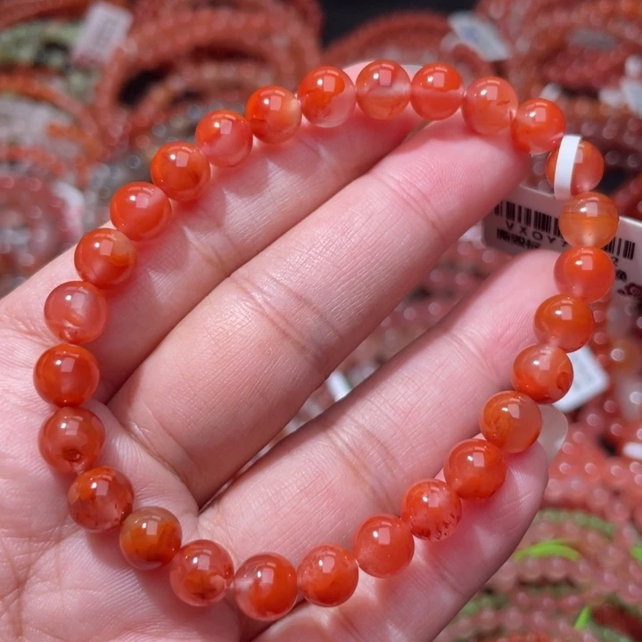 南红玛瑙未镶嵌柿子红飘红单圈7+0441