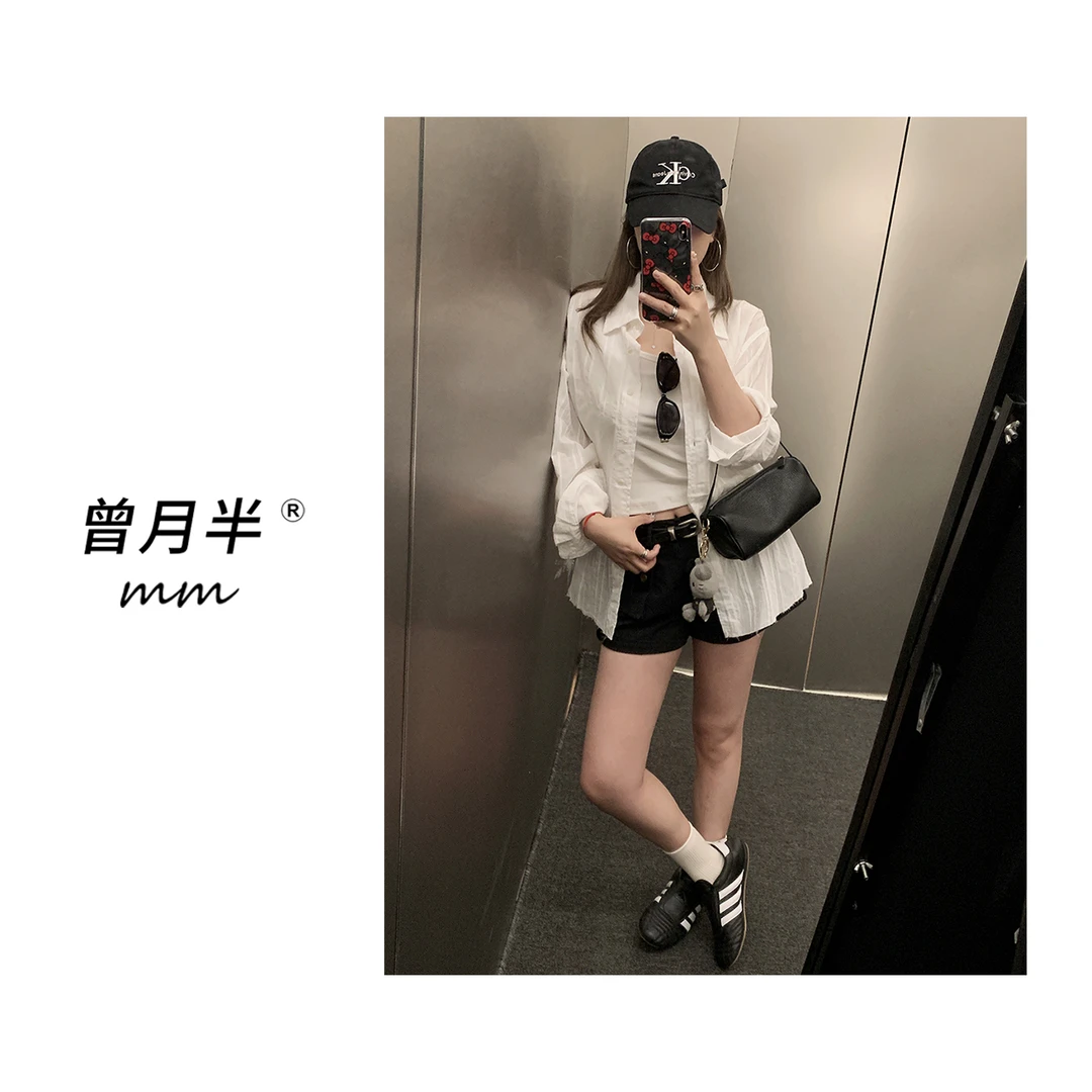 曾月半《风吹半夏》夏季全棉软风薄款宽松防晒衬衣外套！ZS1120