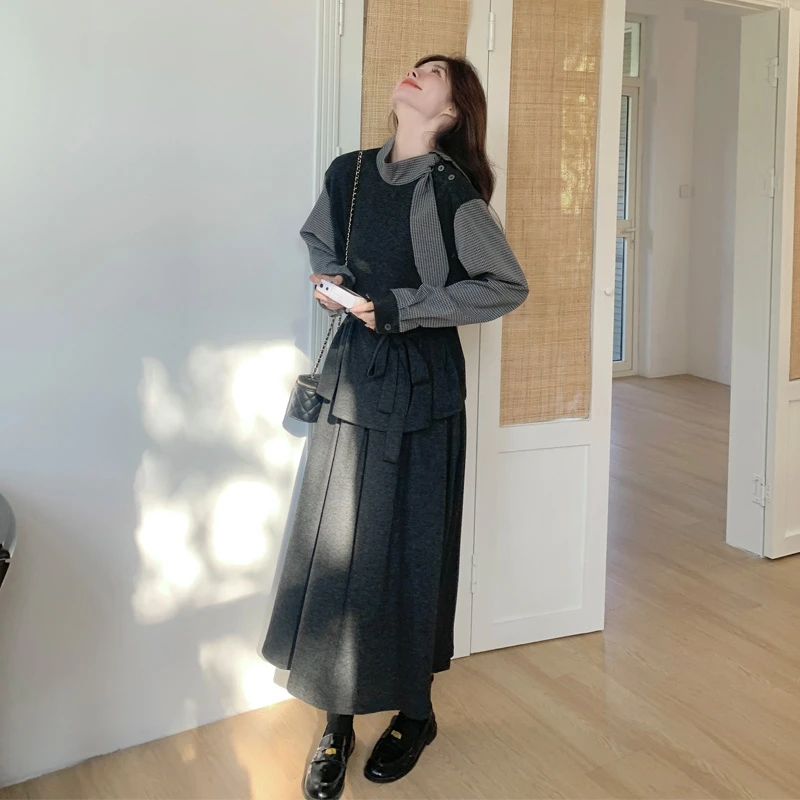 氛围感气质套装裙女2025春秋新款松弛感韩系收腰上衣半身裙两件套