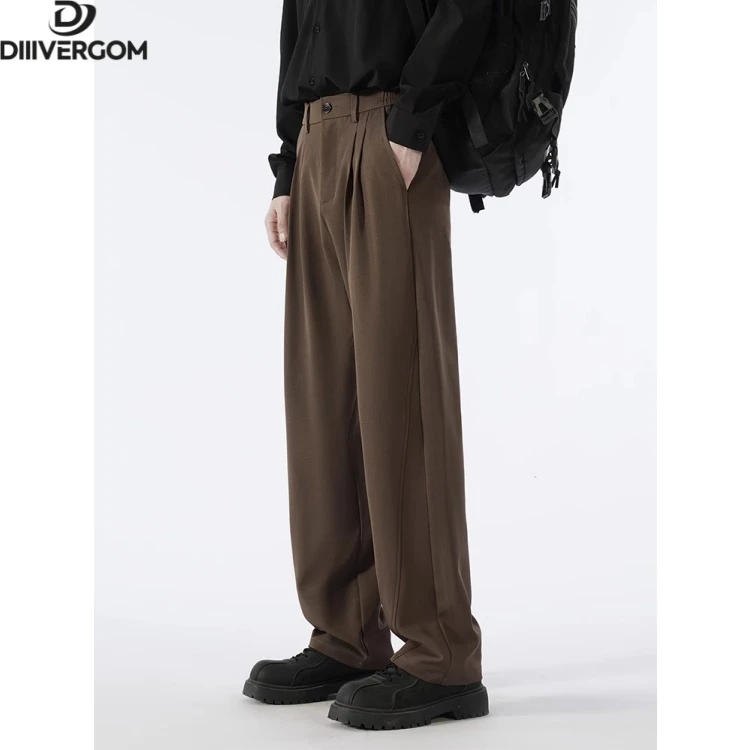 2025爆款春秋季垂感直筒休闲裤男阔腿西裤宽松男士高级感西装长裤