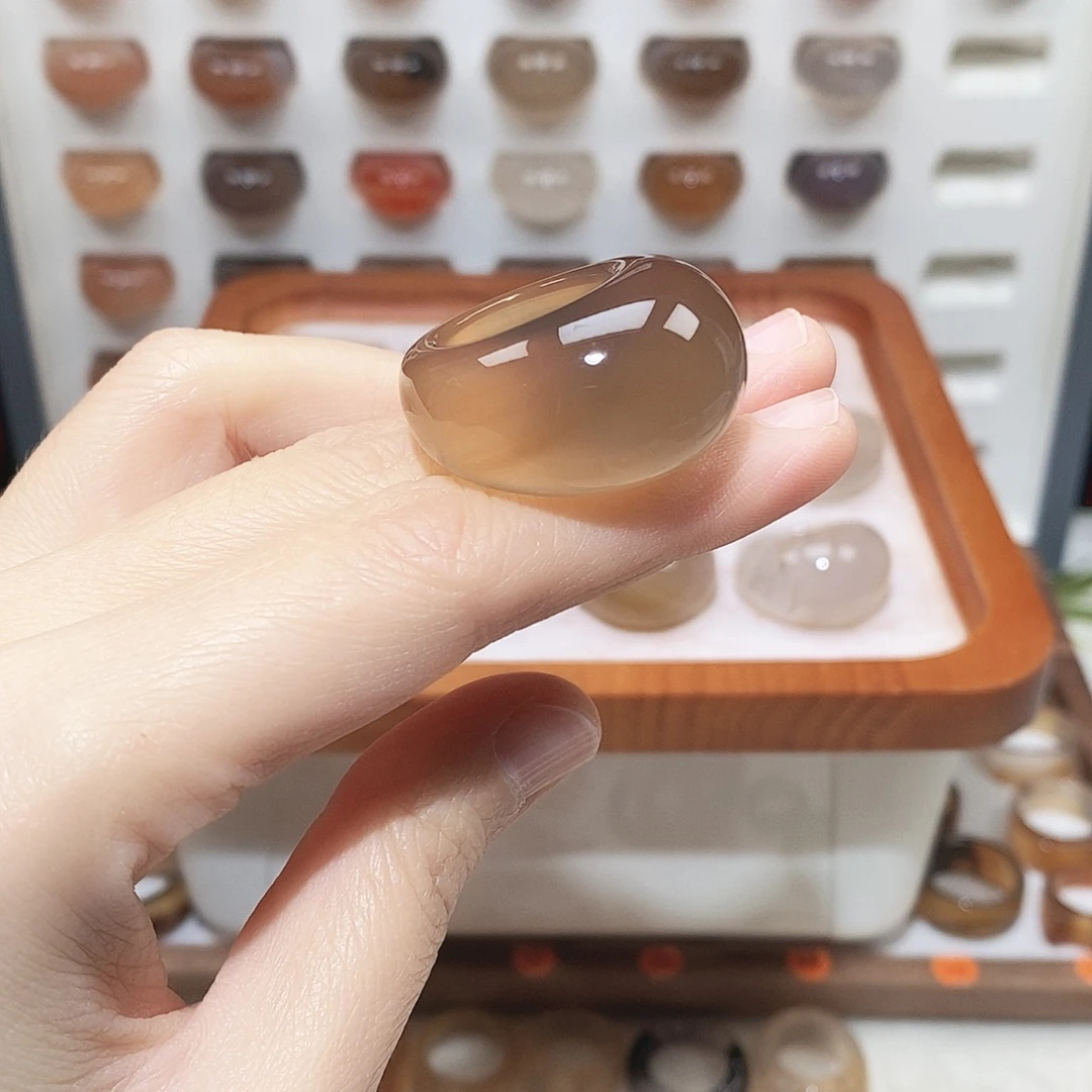 牛***糖玛瑙/玉髓未镶嵌戒指港14