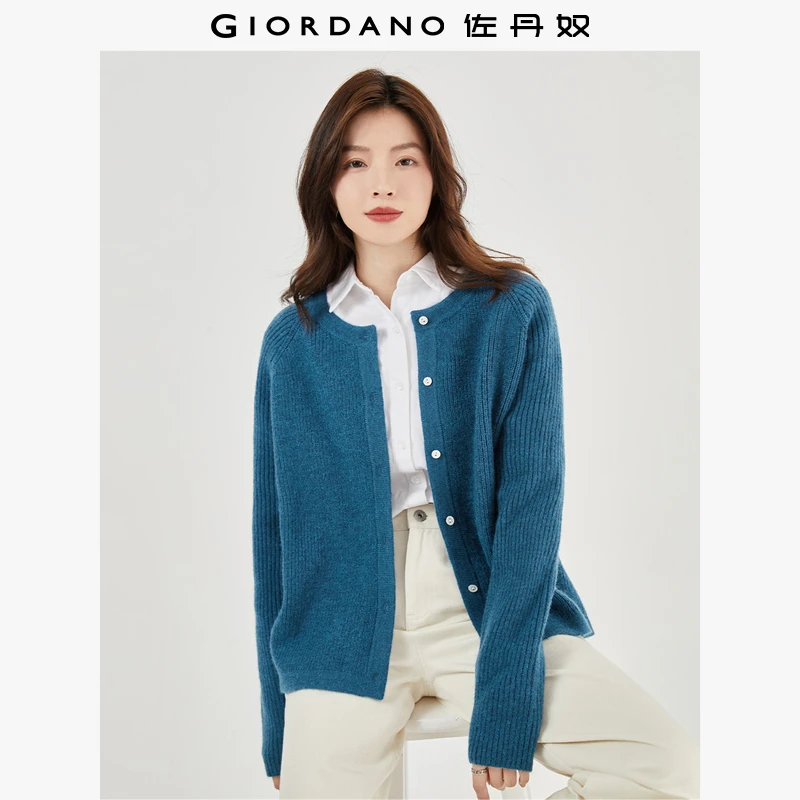 佐丹奴毛衫女装春夏长袖针织衫百搭宽松气质插肩开衫上衣13353781