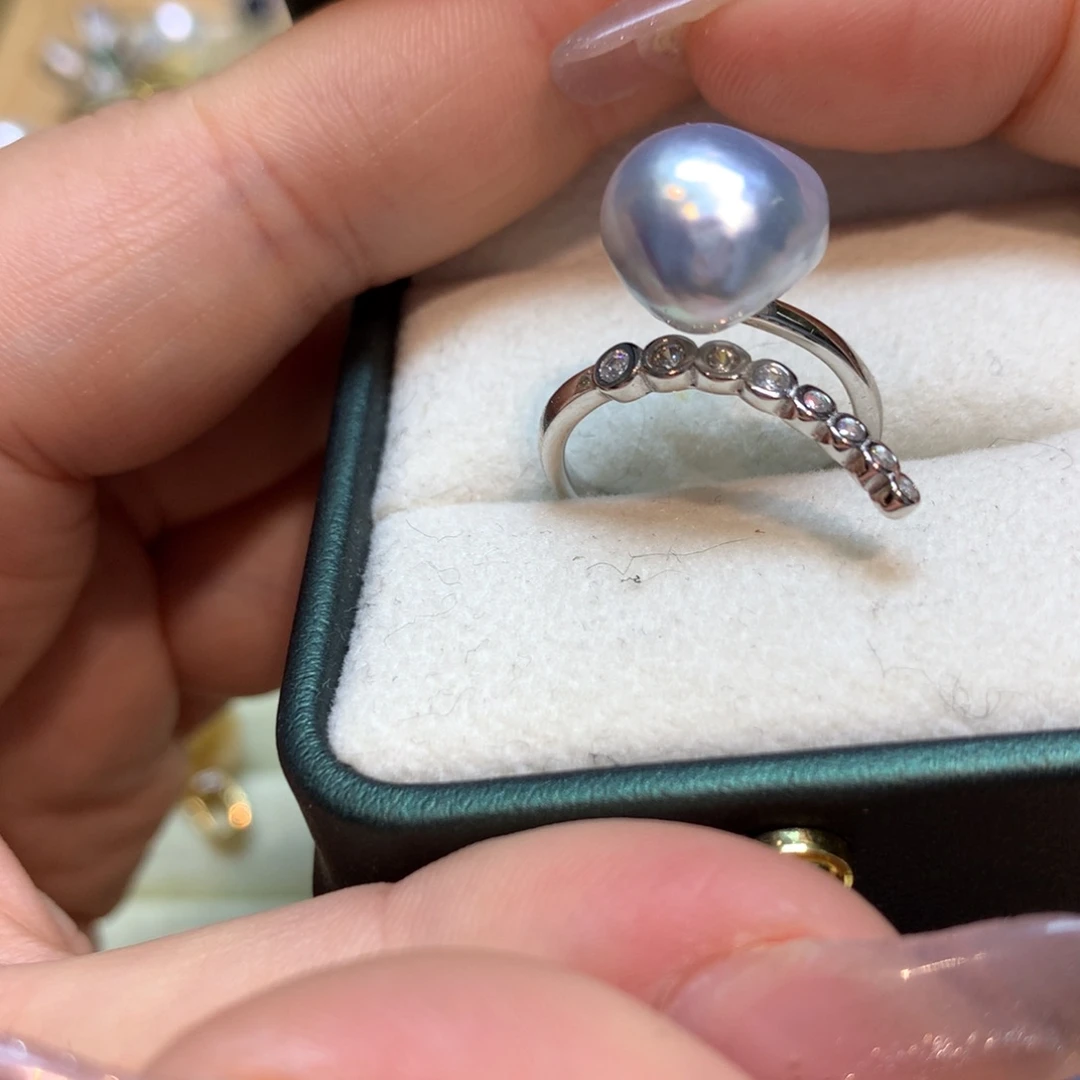 海水珍珠戒指银S925镶嵌