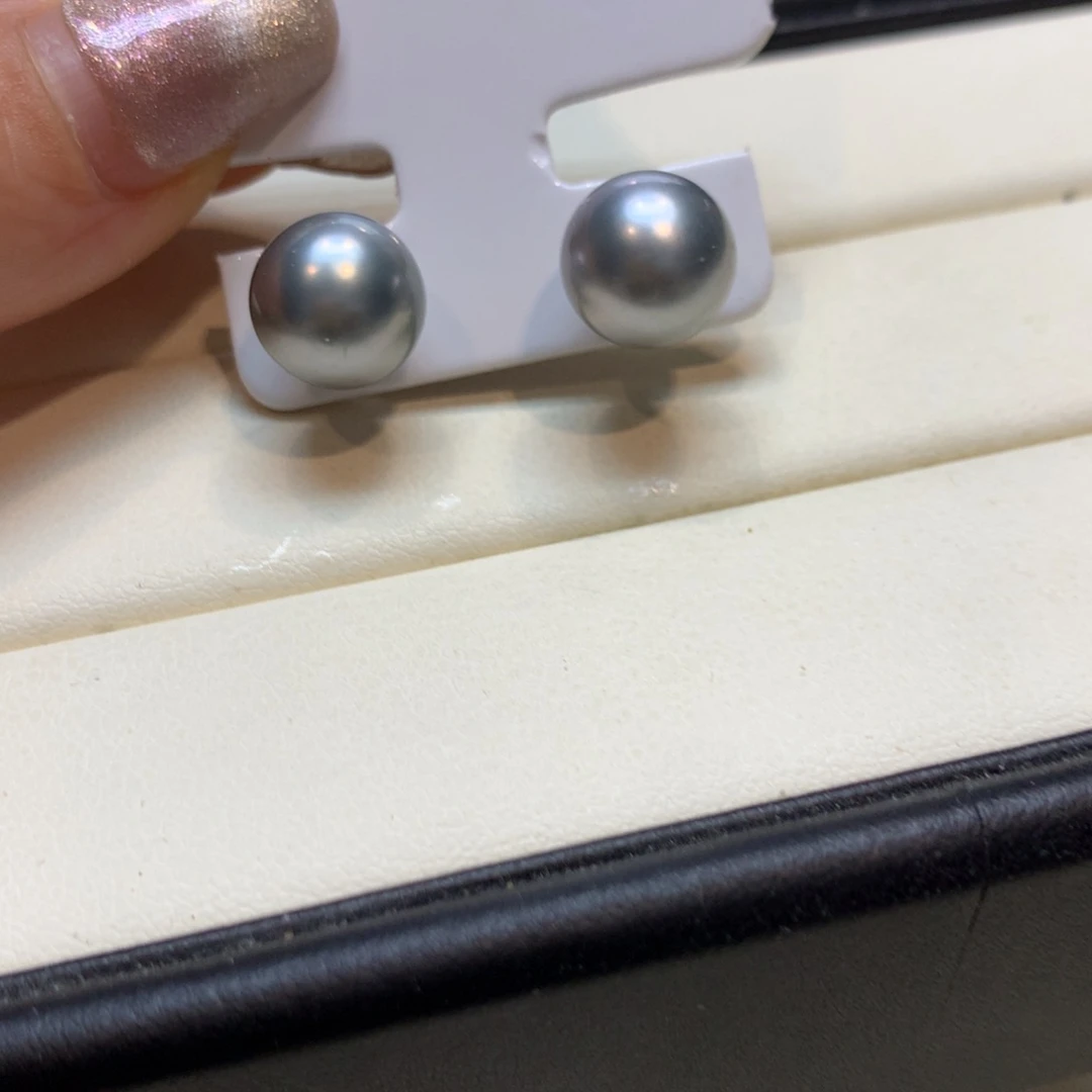 银S925镶嵌海水珍珠耳饰