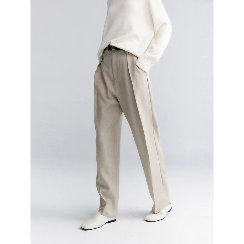 棉仓【清仓】3461418002-小口袋褶裥锥形裤