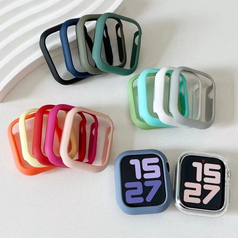 适用苹果watch10代46/S9/S8/7/6糖果色边框壳手表壳Apple保护硬壳