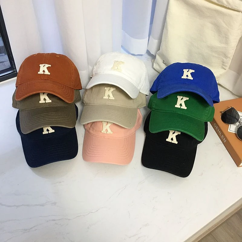 帽子春秋新款字母K标棒球帽男女大头围显瘦显脸小百搭运动鸭舌帽