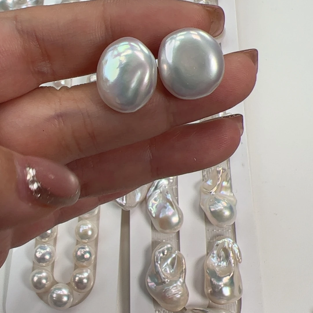 淡水珍珠耳钉银S925镶嵌
