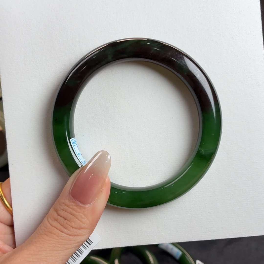 和田玉未镶嵌手镯碧玉半山水聚红皮31