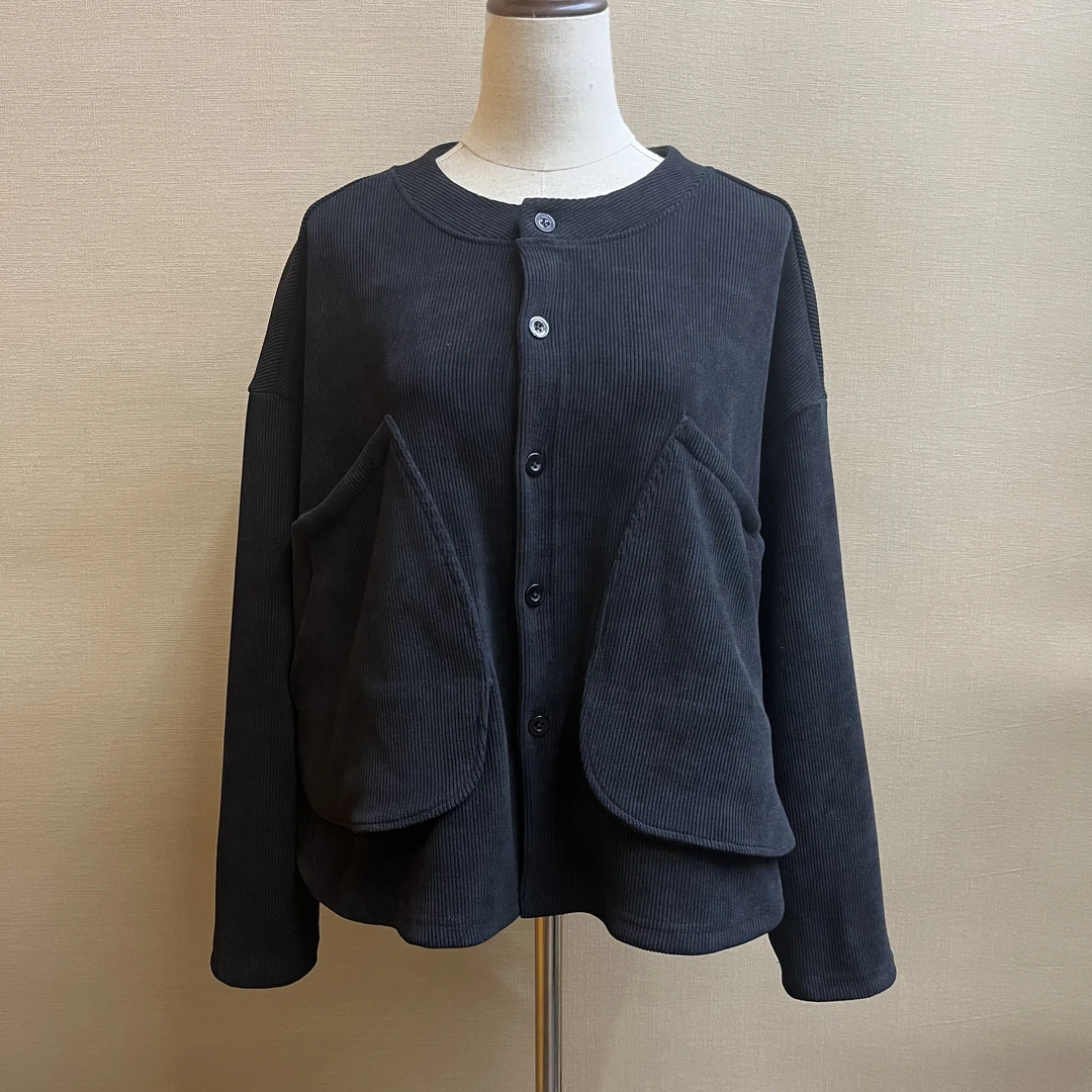 8380新之峰宽松圆领女秋冬复古工装外穿带设计感时尚外套长袖百搭