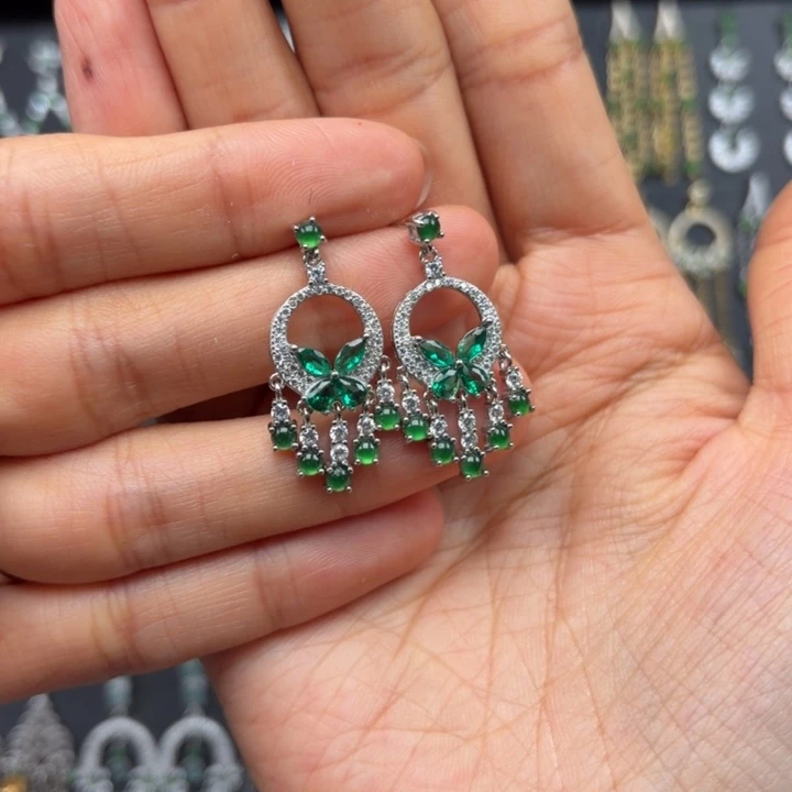 感***心翡翠银S925镶嵌耳饰