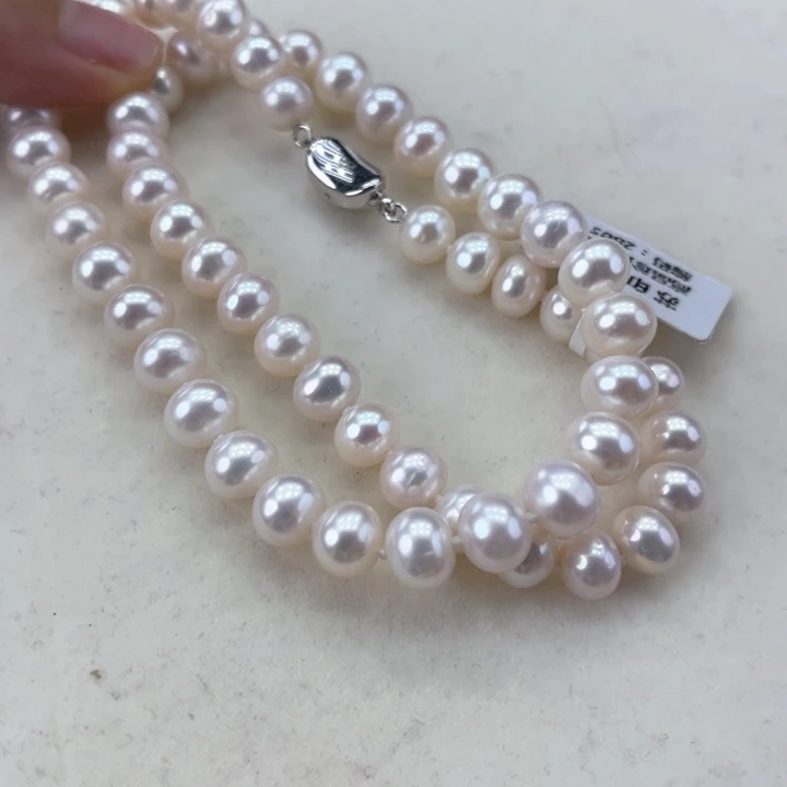 淡水珍珠颈饰银S925镶嵌8➕极光炫彩