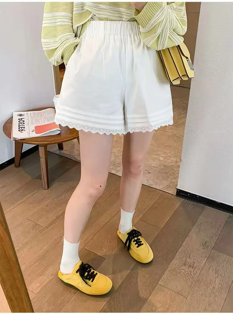 小思小个子夏季 黑色白色显瘦宽松松紧腰休闲短裤下身