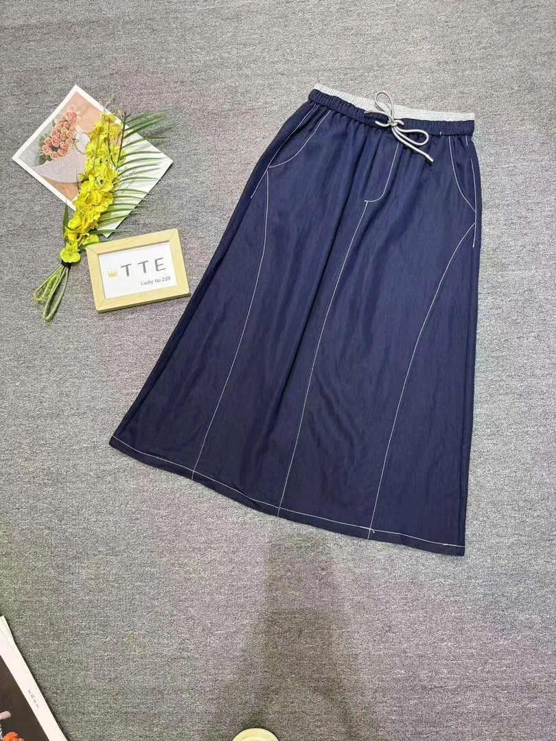【TTE严选】2025夏装2527明线橡筋半身牛仔裙（0417-42）