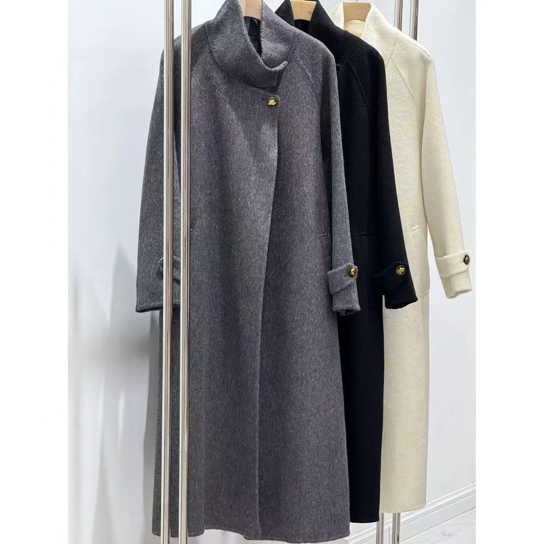 24384  毛呢外套气质网红时尚百搭黑色羊绒秋冬
