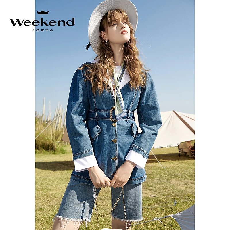 卓雅周末春季新款衬衫翻领牛仔外套EJWCAQ26