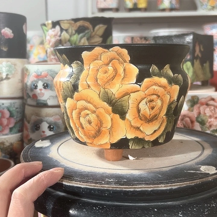 景德镇市昌江区手绘花盆 满38包邮