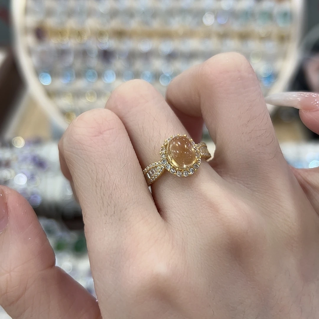 悲***烫黄晶戒指银S925镶嵌