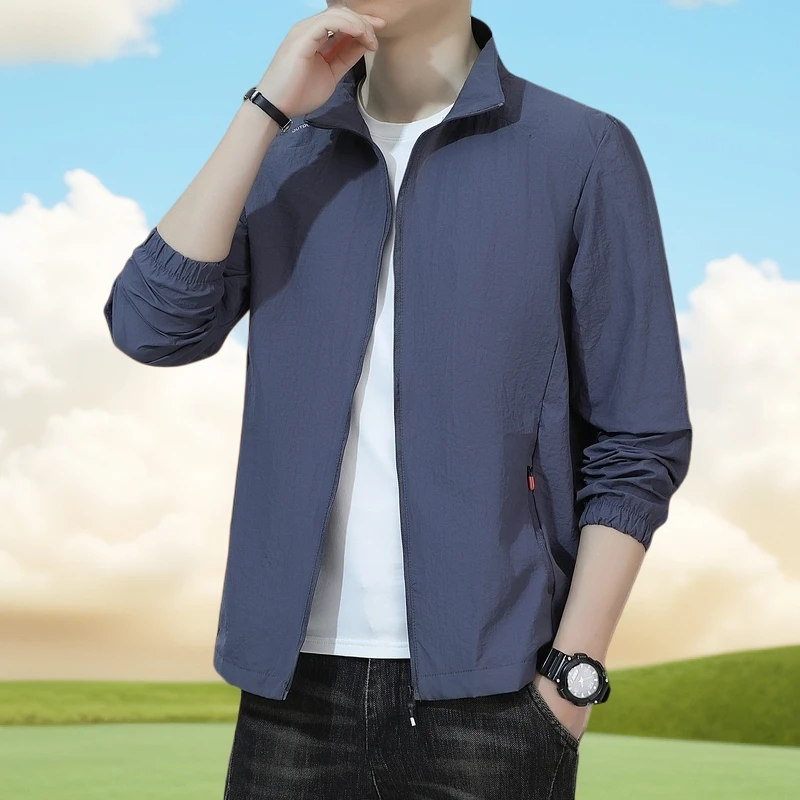 夏季户外男式超薄透气防紫外线轻薄款防晒衣运动服立领夹克外潮流