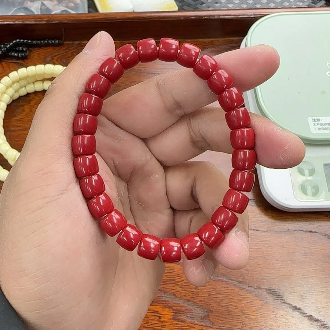 白玉菩提手串8直切红色3