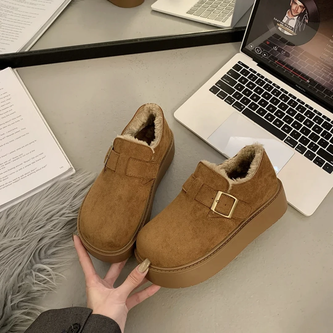 加绒勃肯鞋棉鞋保暖冬季皮鞋秋冬加绒一脚蹬女鞋网红韩版加厚加绒