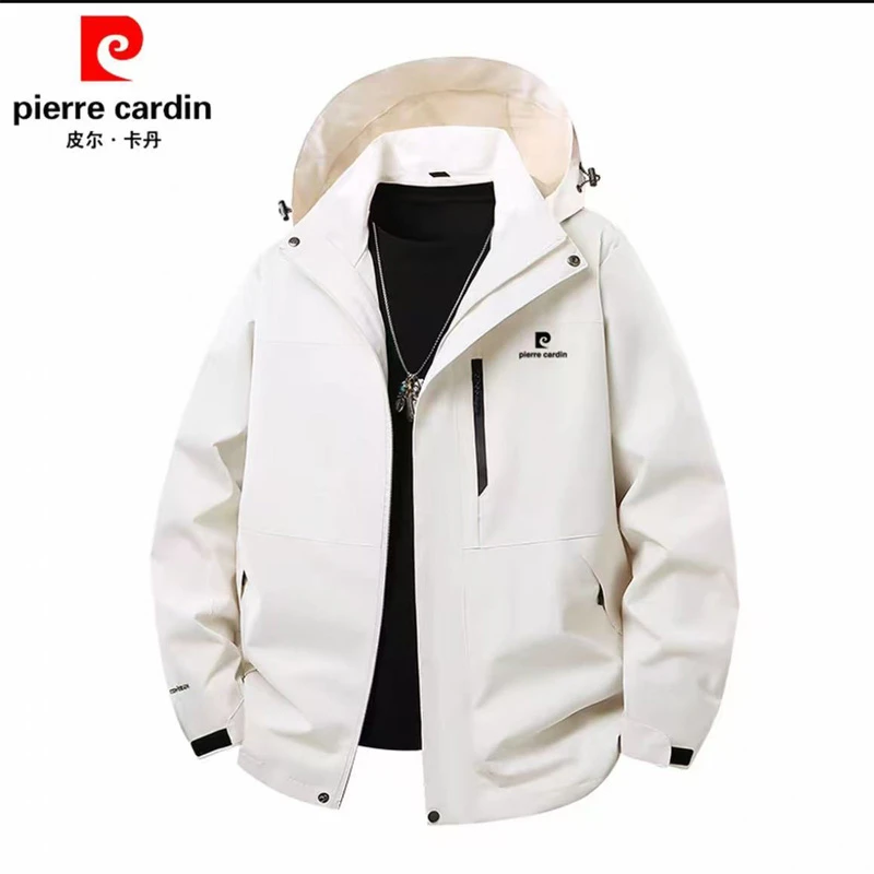 皮尔卡丹冲锋衣外套男士2025春秋季薄款户外运动防风防水休闲夹克