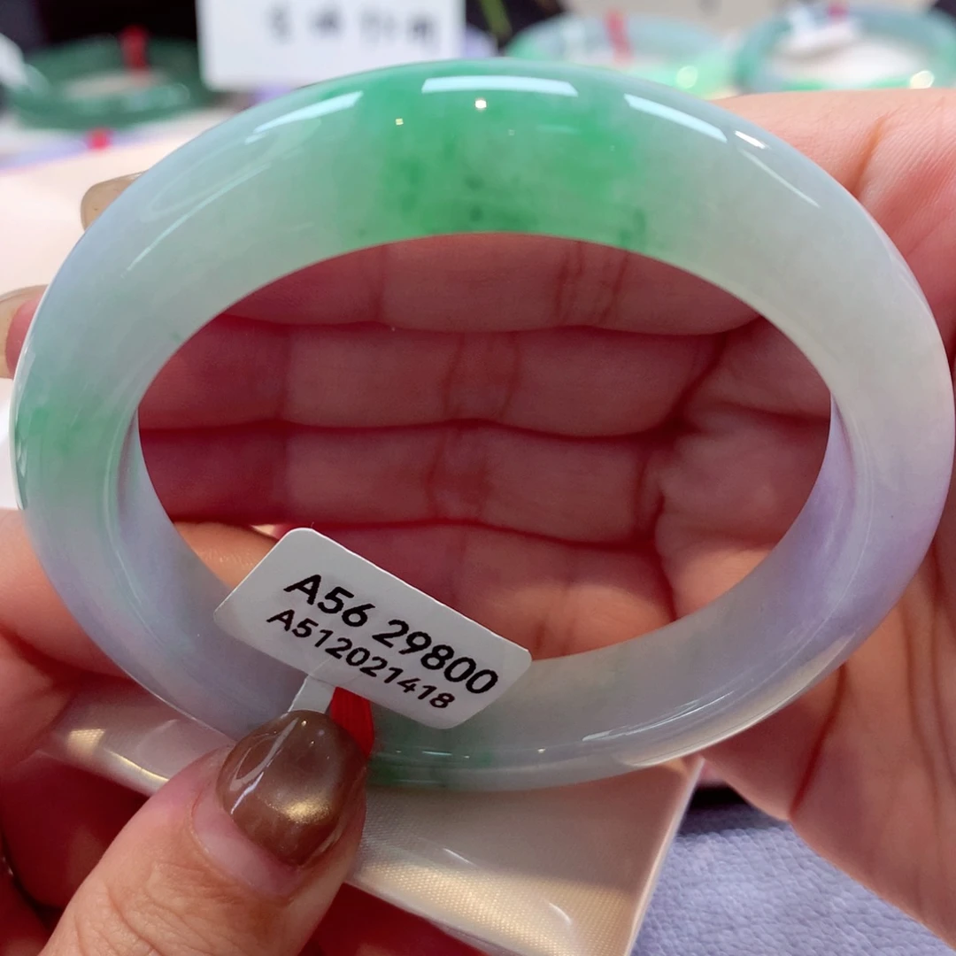 未镶嵌手镯翡翠白底青完美推荐10号11