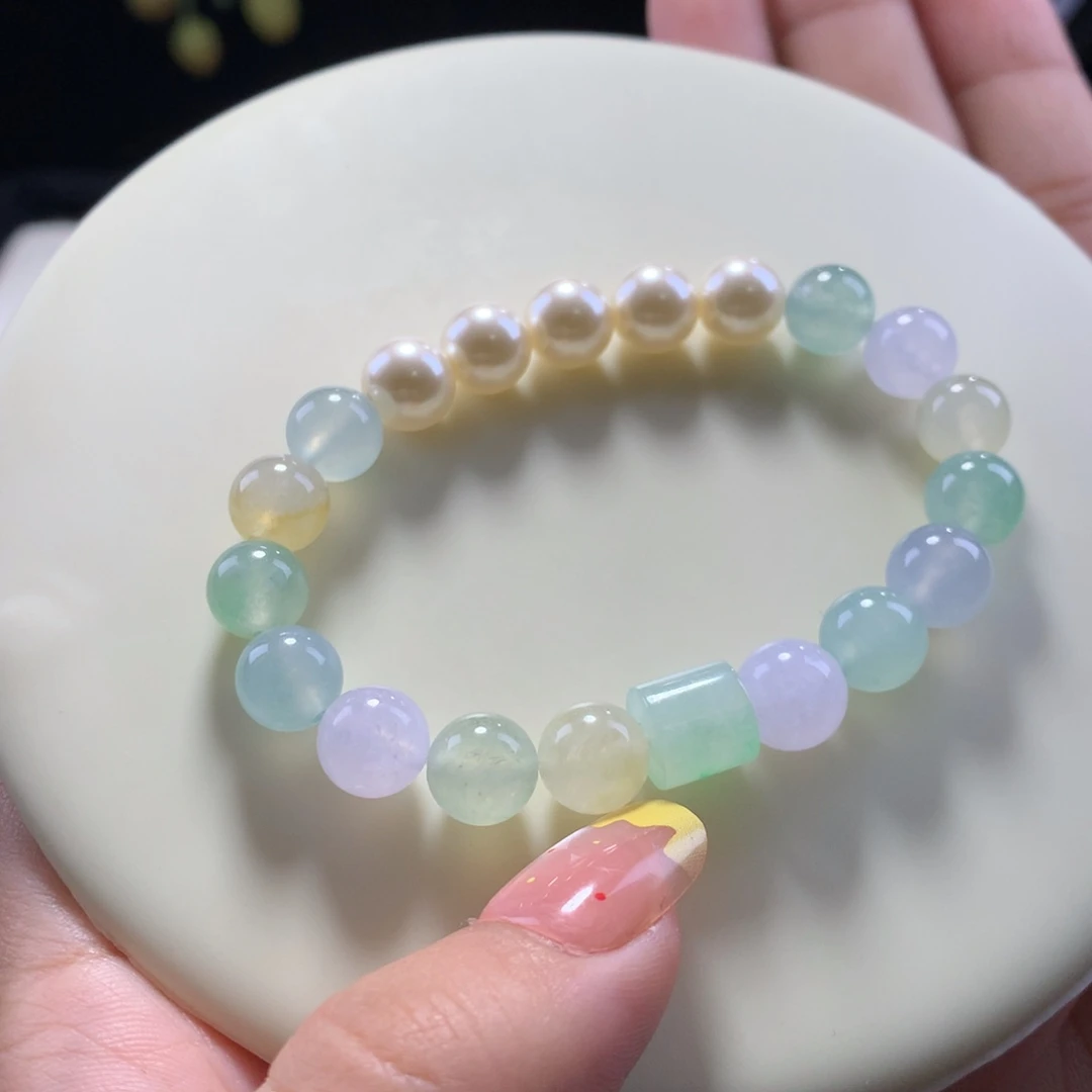 翡翠未镶嵌手串卡8糖果精灵