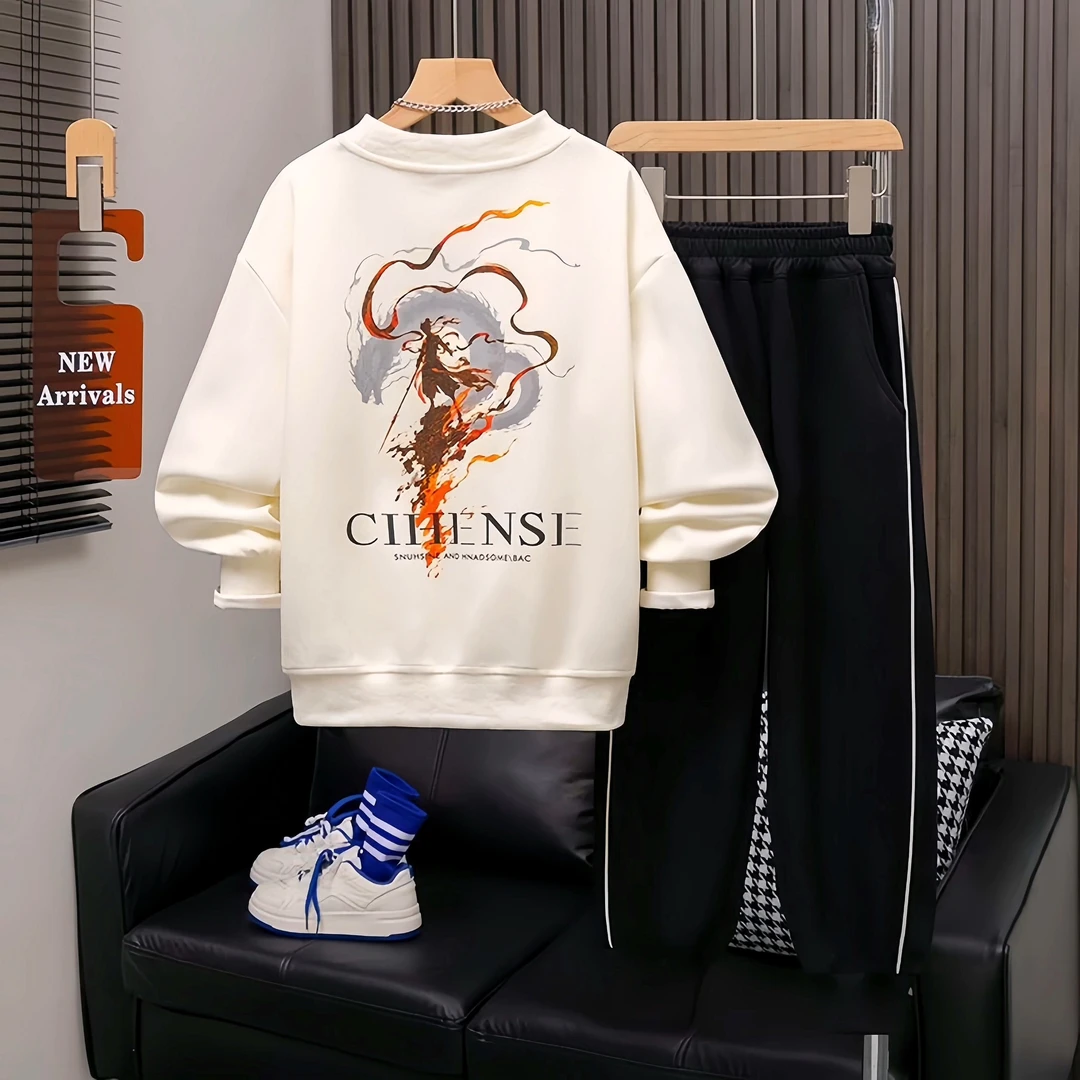 男童春秋款哪吒套装2025新款洋气儿童卫衣中大童痞帅气运动服套装