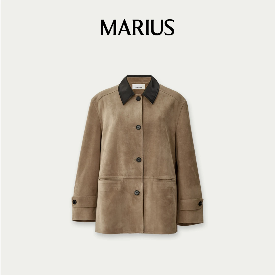 MARIUS经典一手长落肩微阔直身版型外套皮衣