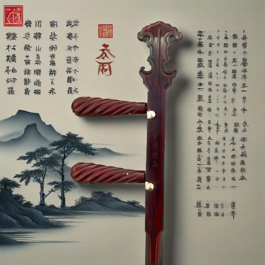 凤尾头杆子紫檀木秦腔高音板胡杆