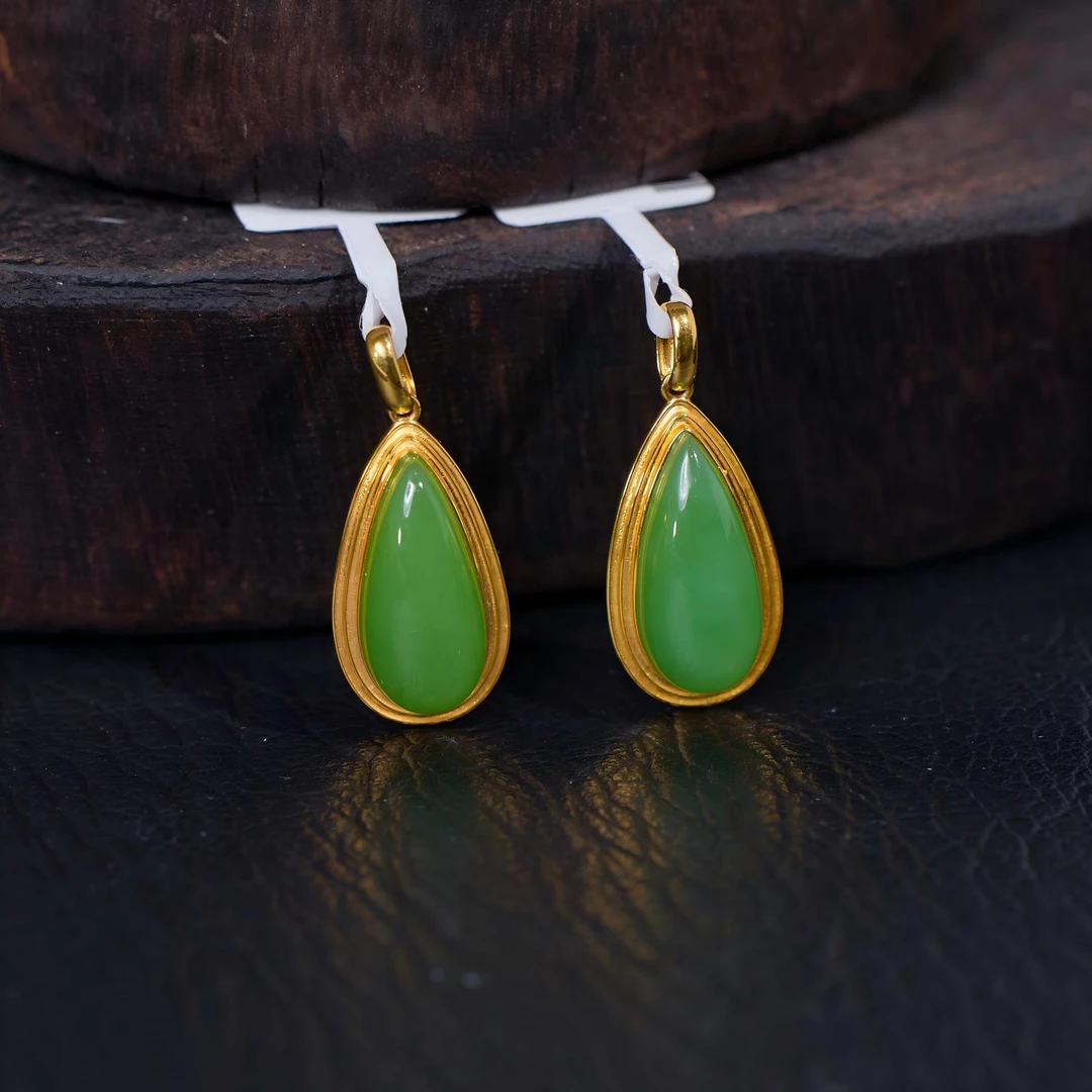 【歪歪】碧玉水滴吊坠*18k金镶嵌（多样性发一）XB-J2988