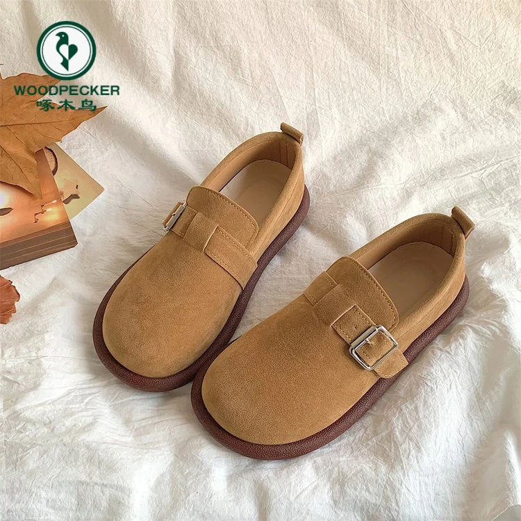 啄木鸟勃肯鞋女2025春季新款复古百搭一脚蹬软底大头休闲鞋子女